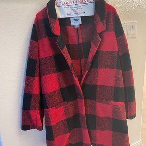 old navy red flannel plaid blazer